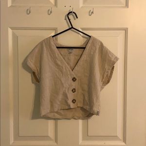 Button up V-neck crop top